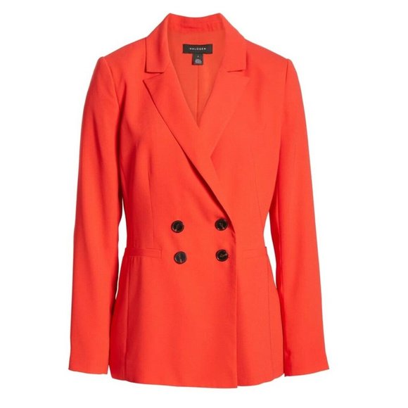 Halogen Double Breasted Blazer Jacket Red Hibiscus - Picture 4 of 8